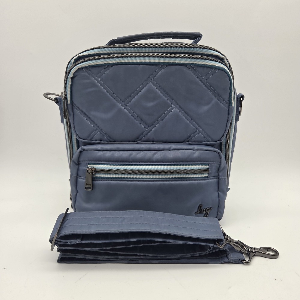 Lug Wrangler Crossbody Bag Square Purse Navy Blue Quilted Medium W/ Strap